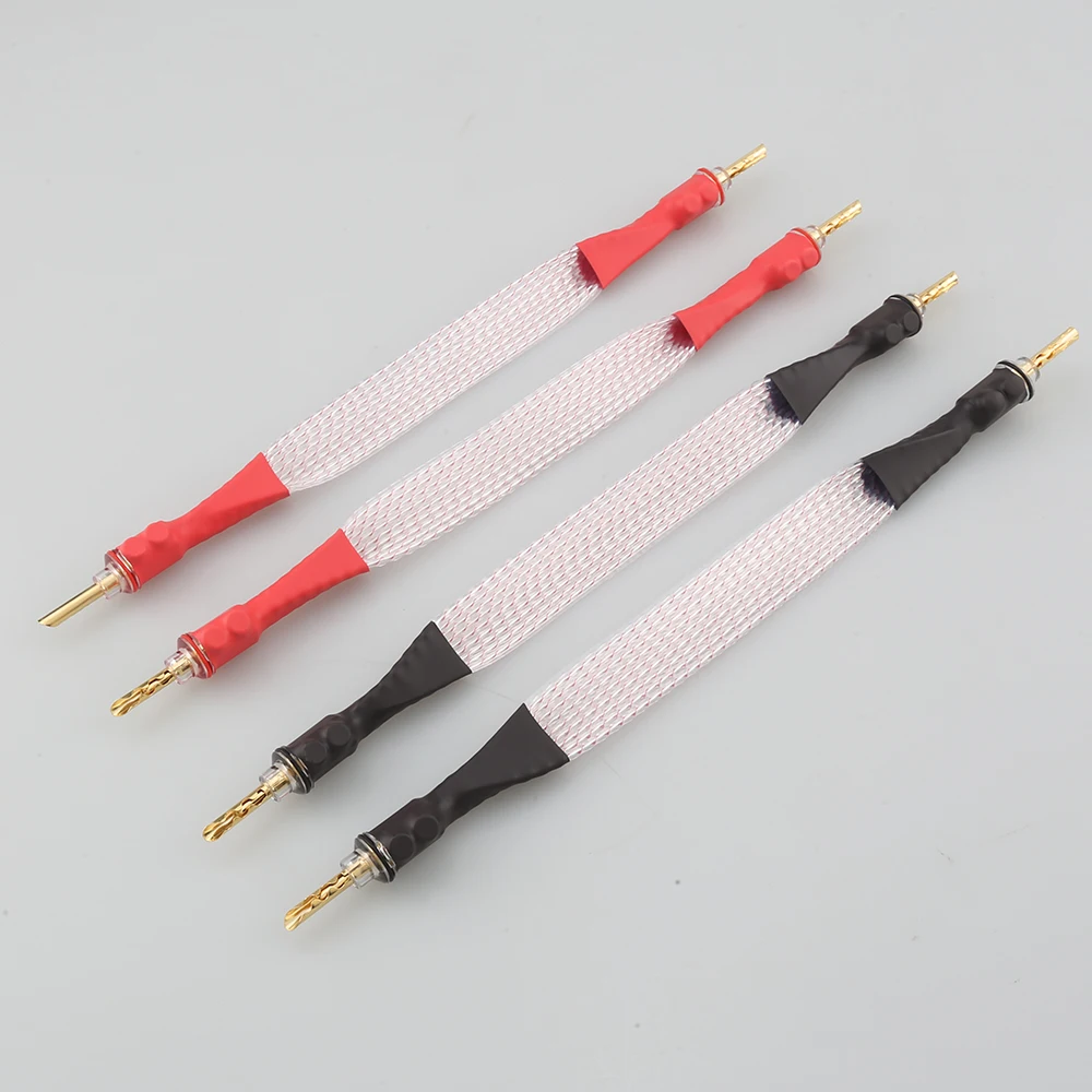 

Hifi Audio Silver Plated Flat Jumper Links Performance Speaker Cable 4 x 20cm Banana Plugs