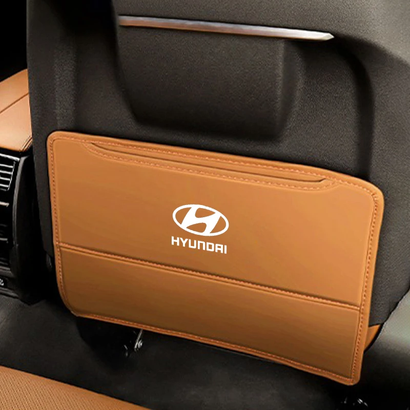 Фото Кожаный защитный чехол на спинку автомобильного сиденья для Hyundai Tucson IX35 I30 I20 I10 Kona Coupe Veloster I40 №4
