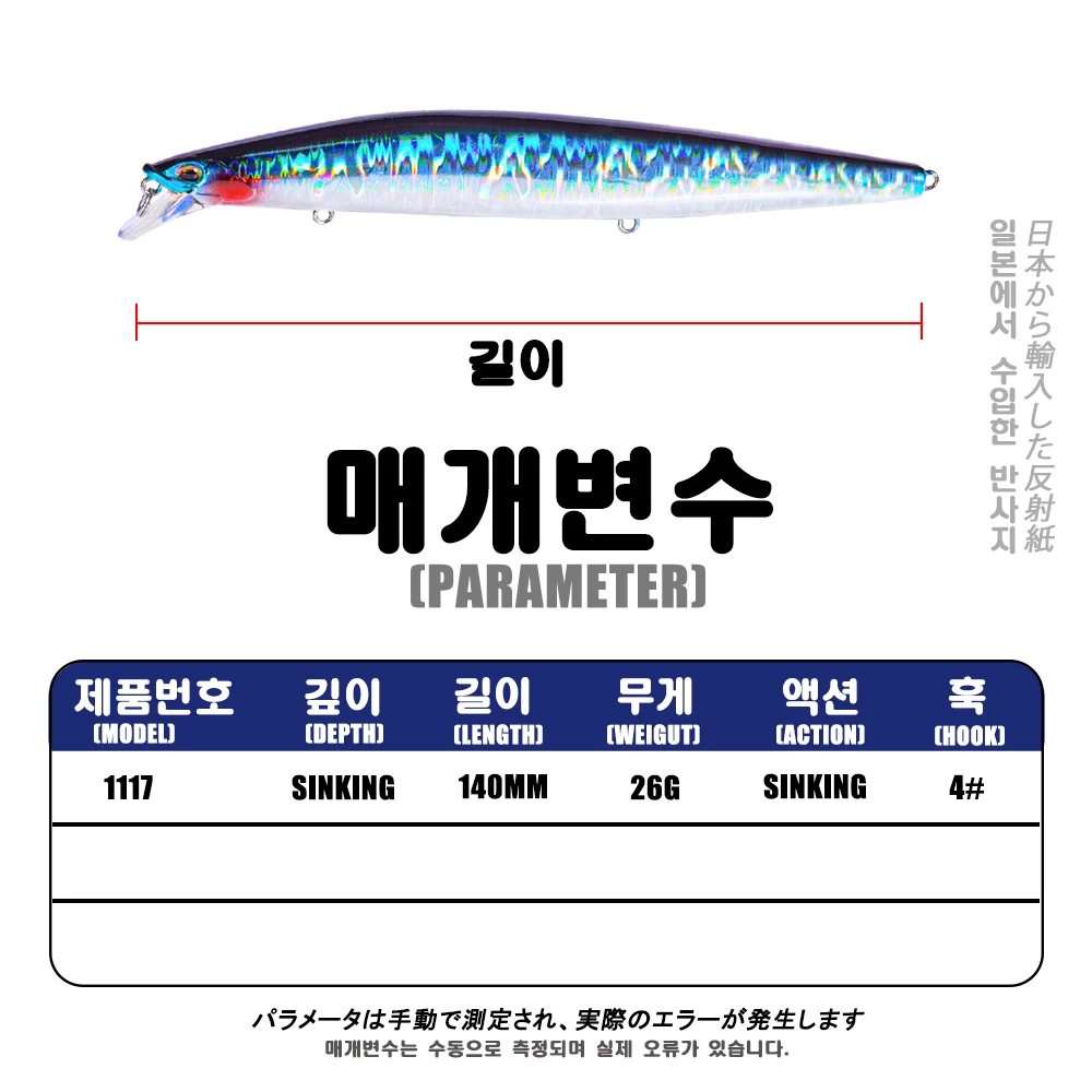 Фото Рыболовная Приманка Minnow, дальнее расстояние полета 140 мм, 26 г, тонущие аксессуары, приманка, искусственная приманка, твердая Рыболовная Снас... №2