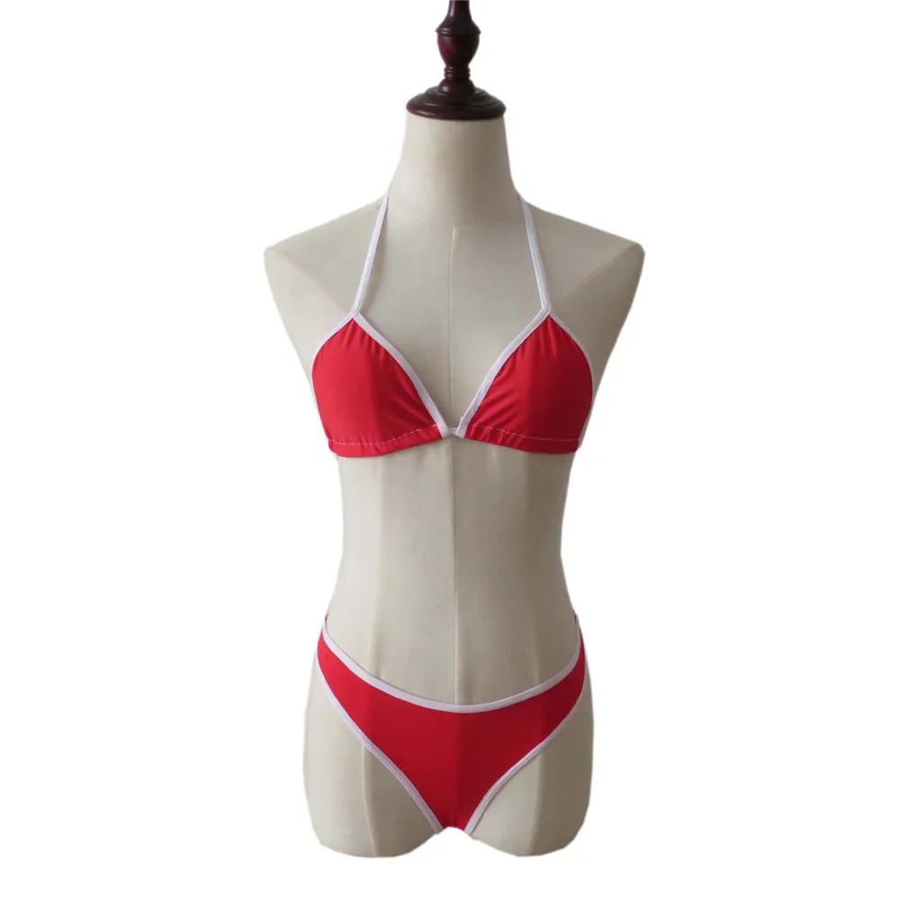 

micro bikini Sexy Sling Red Edge Triangle Open back girl Beach Sunbathing swimwear women swimsuit biquini bikinis monokini
