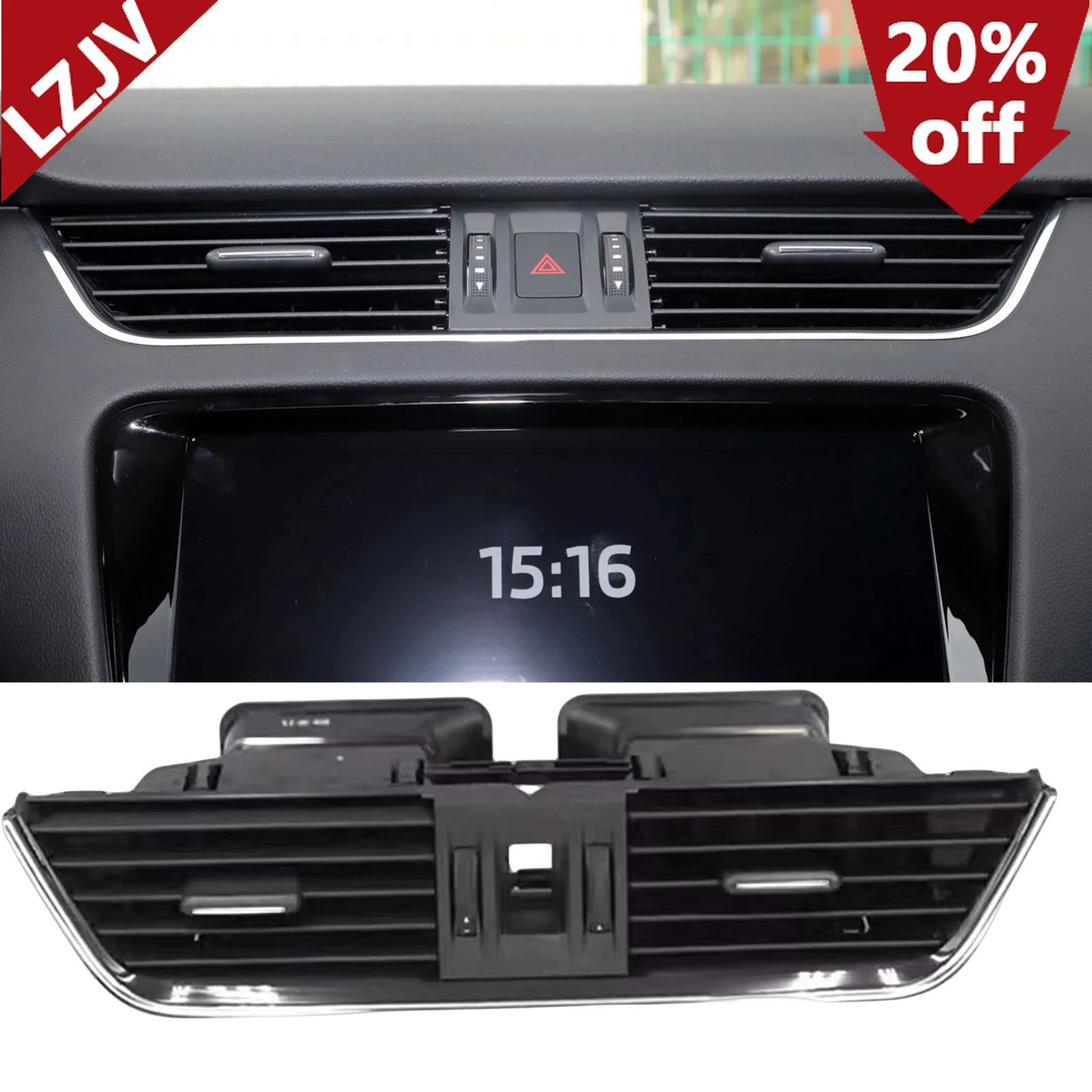Фото Новинка для Skoda Octavia 3 MK3 A7 2015-2021, центральное вентиляционное отверстие кондиционера в сборе, внутренняя приборная панель, рамка для кондиционирования, решетка №1