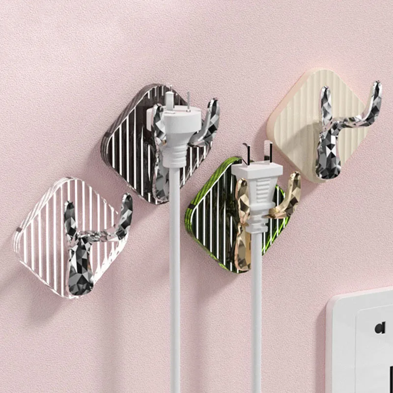 

4PCS Self-Adhesive Wall Hooks Multi-Purpose Hooks for Kitchen Bathroom Antlers Shape Towel Key Holder Household Storage