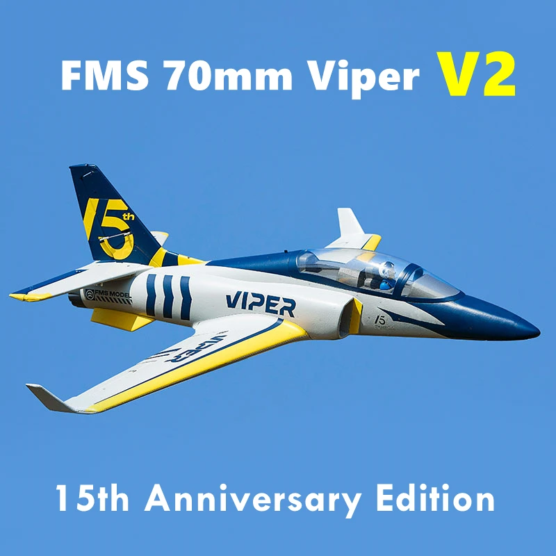 Радиоуправляемый самолет FMS 70 мм Viper V2 Ducted Fan EDF Jet Trainer 6S 6CH с убирающими клапаны модель PNP хобби самолета