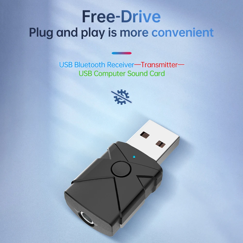 

5 In 1 Bluetooth V5.2 Car Transmitter Receiver USB Wireless 3.5mm Audio Adapter Car Free Drive Electronics Accessories