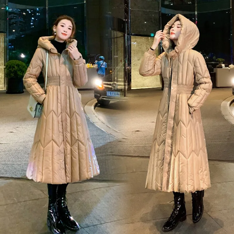 2023 X Long Winter Coat Women Hooded Fashion Parkas Thick Warm Padded Clothing Female slim waist Jackets enlarge
