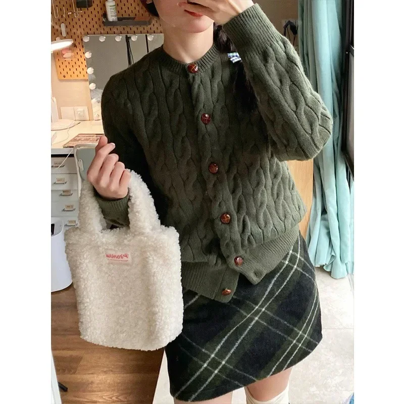 

Женский однобортный Кардиган с круглым вырезом, на осень-зиму