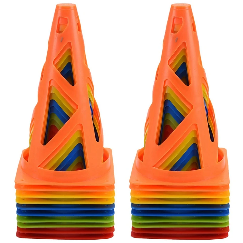 

Top!-20X Soccer Training Cones Collapsible Windproof Marker Cones Agility Cones For Outdoor Football Basketball Training