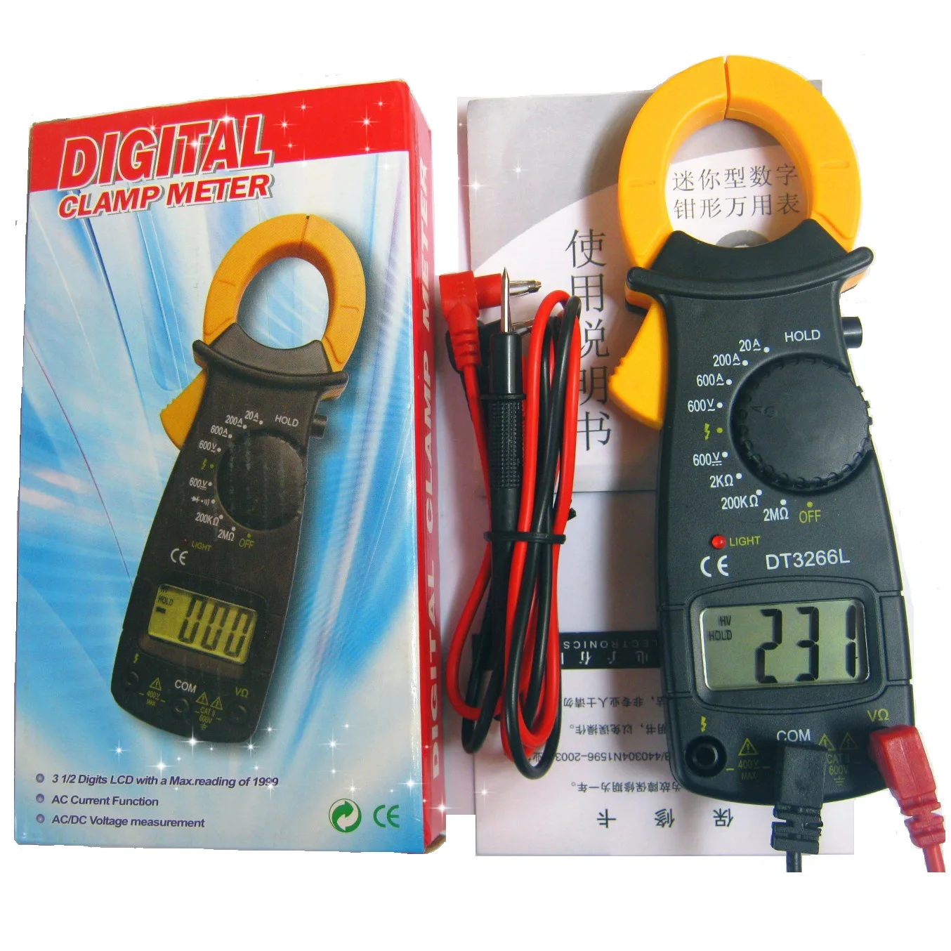 

Digital Clamp Meter DC/AC Current Counts Multimeter Ammeter Voltage Tester Car Amp Hz Capacitance NCV Ohm Test