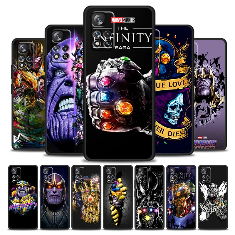 

Marvel Avengers Thanos For Xiaomi Redmi Note 10 10S 9 9S 9T 8 8T 7 6 5 Pro 5G Silicone Soft TPU Black Phone Case Cover Coque