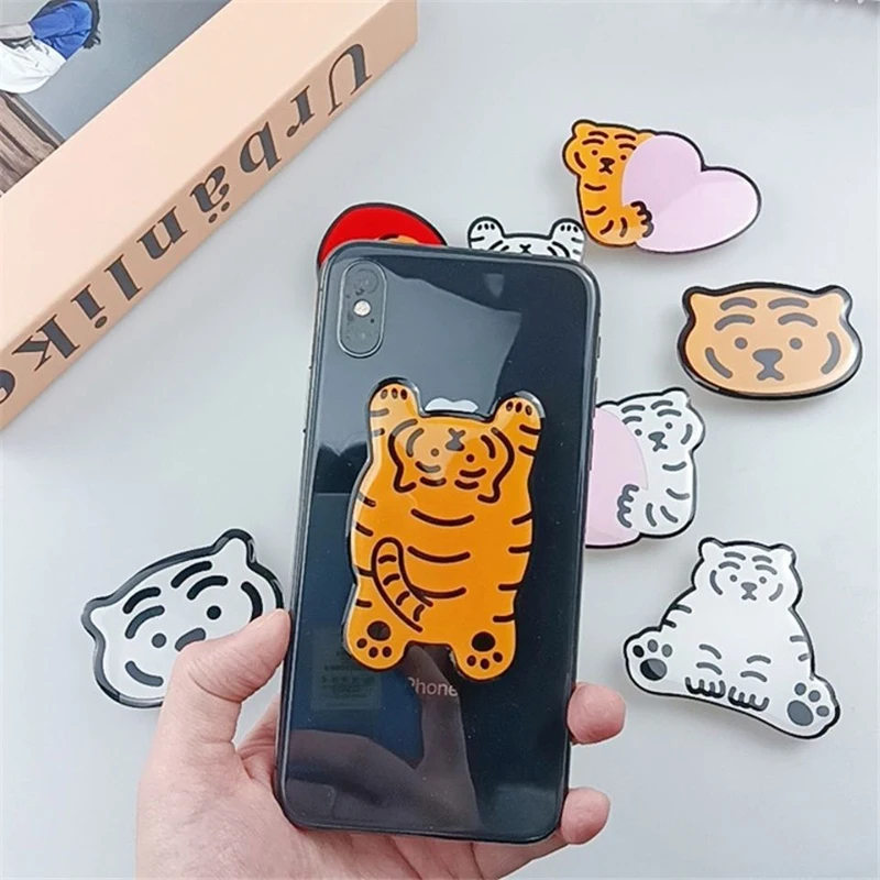 

Новая подставка для телефона с мультяшным тигром, ручка на палец, симпатичный держатель в Корейском стиле для iPhone, Samsung, Xiaomi, крепление для те...