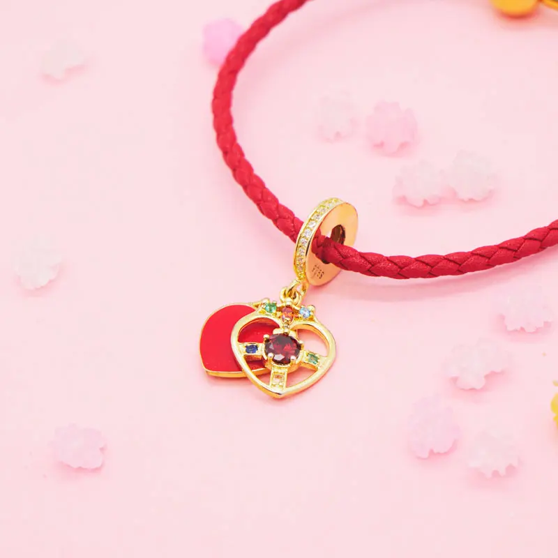 

Браслет из серебра 925 пробы с двухслойным космическим сердцем Сейлор Мун