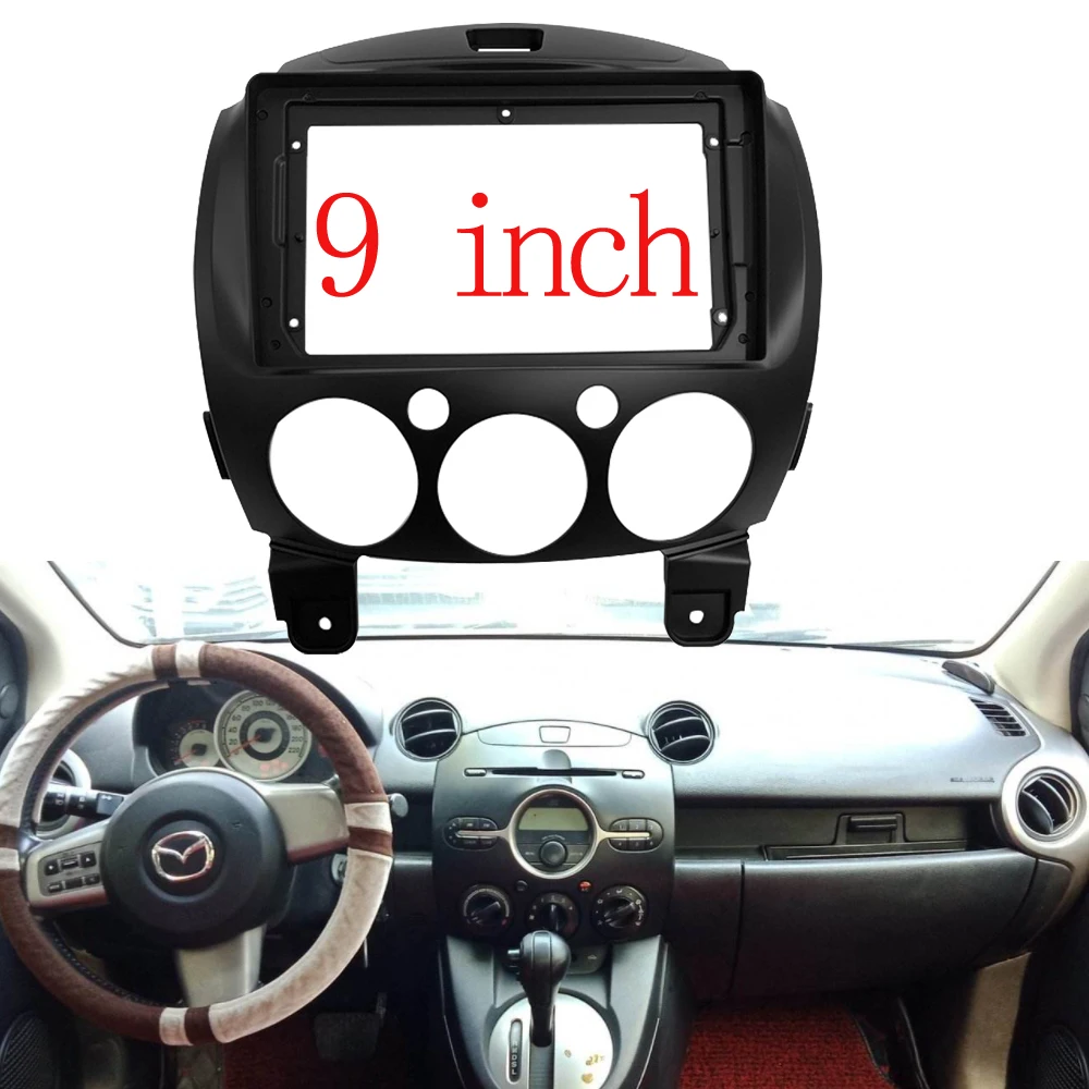 

WQLSK 2 Din 9 Inch Car Radio Installation DVD GPS Mp5 ABS PC Plastic Fascia Dashboard Plane Frame for MAZDA 2 2010+ Dash Kit