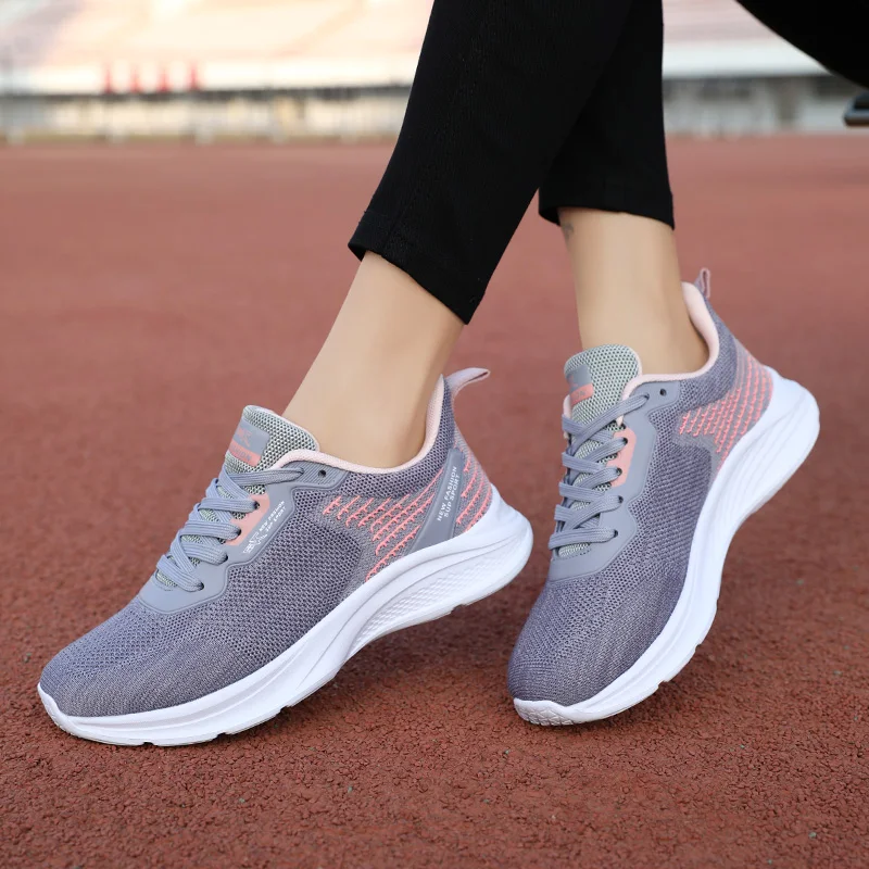 Women's Sneakers Flat Walking Shoes Breathable Anti Skid Lace Up Casual Sports Famale Tennis Shoes
