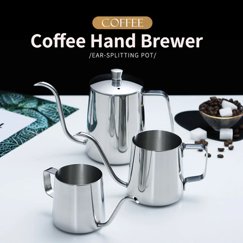 

250ML 350ml 304 Stainless Steel Long Narrow Spout Coffee Pot Gooseneck Kettle Hand Drip Kettle Pour Over Coffee with Lid