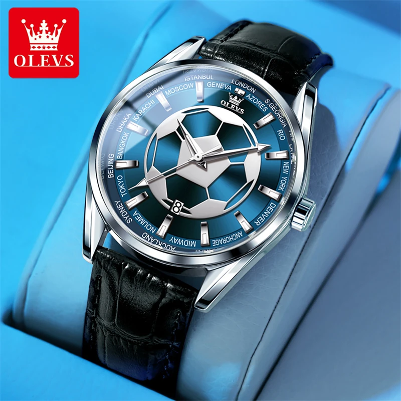 

OLEVS 9949 Football Wristwatches Quartz Analog Watch Men Top Brand Luxury Famous Waterproof Casual Watches For Luminous Calendar