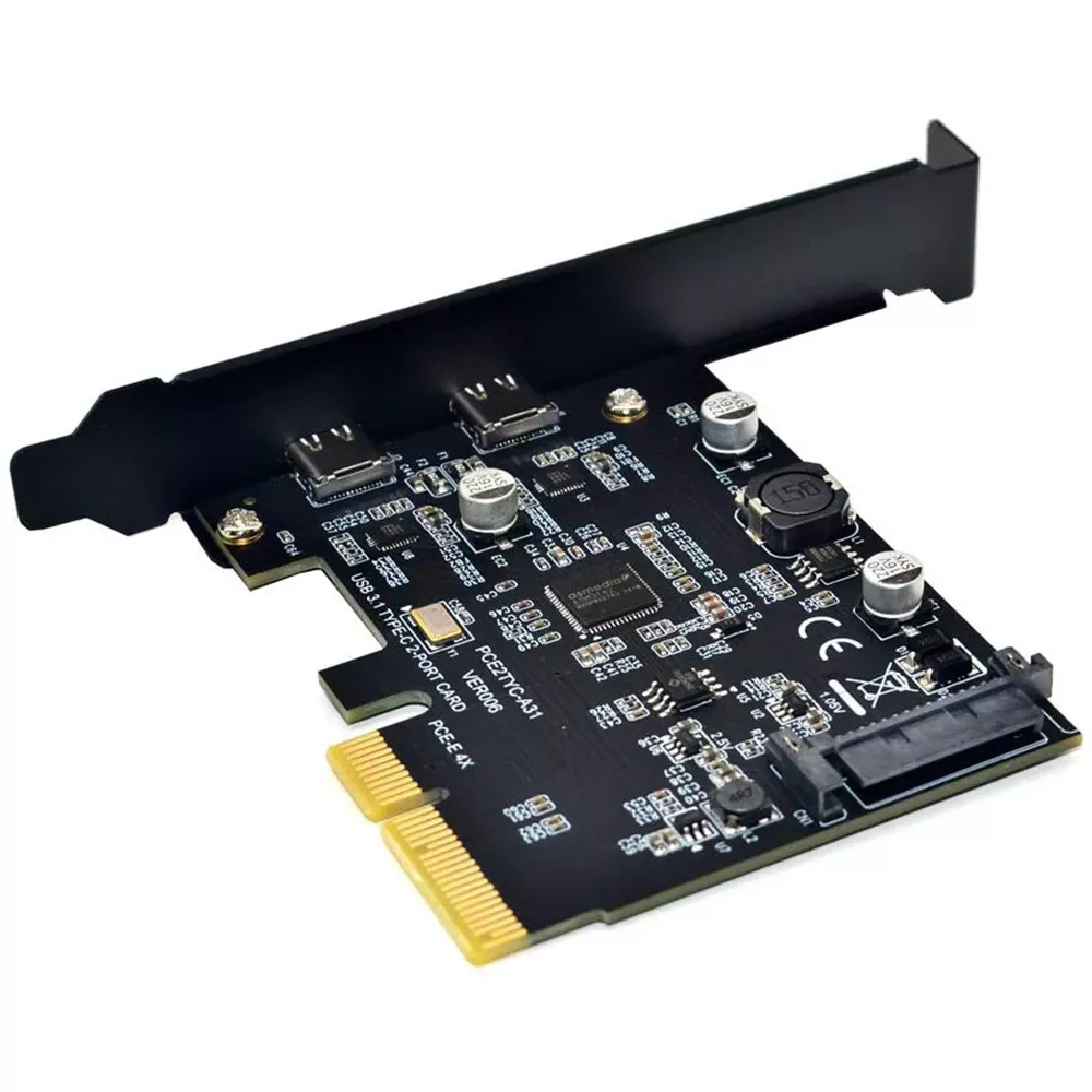 

PCI-E PCI Express 4X To USB 3.1 Gen 2 (10 Gbps) 2-Port Type C Expansion Card ASM3142 Chip 15-Pin Connector For Windows/Linux