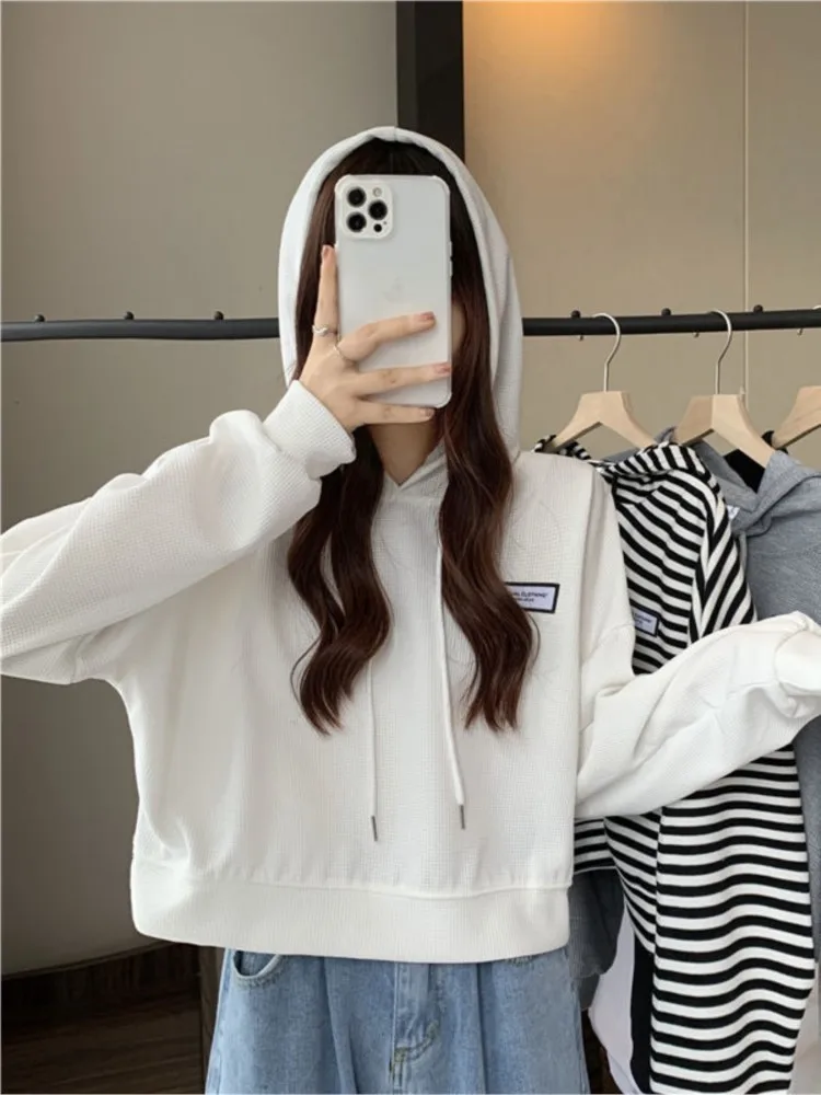 

Sweater hooded women's trendy autumn and winter new small loose Korean version short lazy wind jacket top pullover