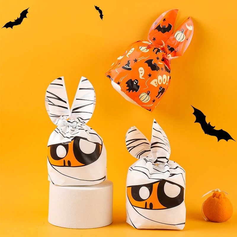 

25/50pcs Halloween Candy Bags Pumpkin Bat Snack Biscuit Gift Bag Trick or Treat Kids Favors Halloween Party Decoration Supplies