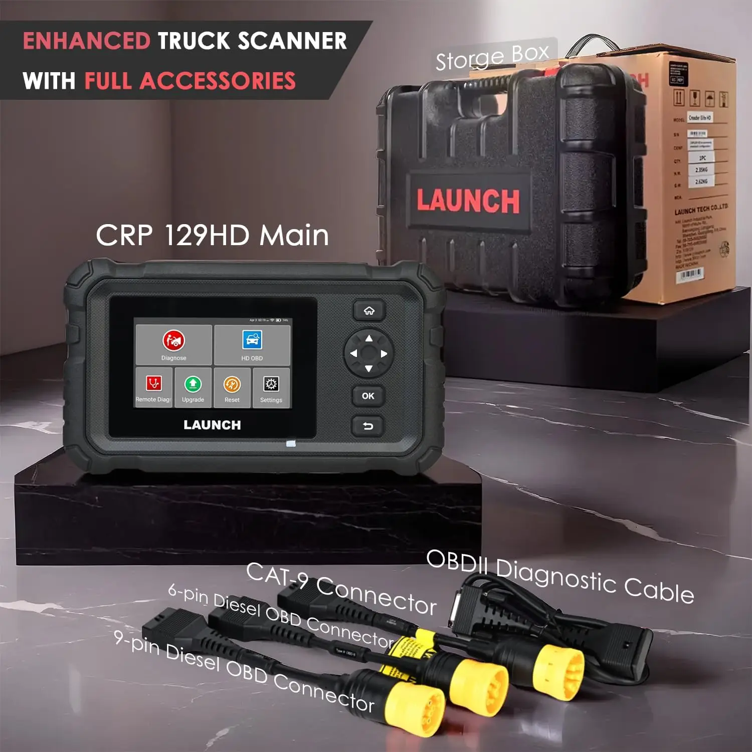 Фото LAUNCH CRP129 HD Heavy Duty Truck Scanner Полная система дизельного сканера с 7 сбросами DPF Force Regen и Reset для тяжелых грузовиков 24 В №3