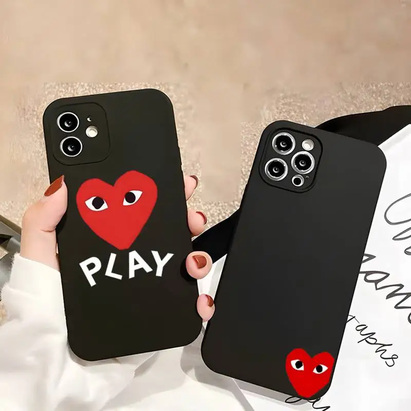 

ZUIDID Luxury Play Red Heart CDG Love Phone Case for Iphone 14 Se2022 13 Pro Max 12 Xr X Xs Mini for 6 6s 7 8 Plus Se 2020 Cover