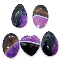 natural stone geometric oval peach heart amethyst agate stitching pendant for jewelry making pendant necklace 5pcs wholesale