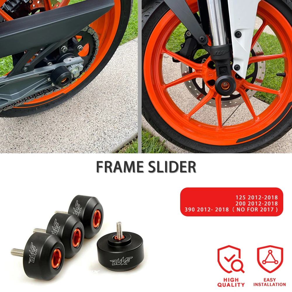 

Motorcycle 4Pcs Front&Rear Wheel Axle Fork Crash Sliders Guard Falling Protector For Duke 125 200 250 390 RC 125 200 250 390