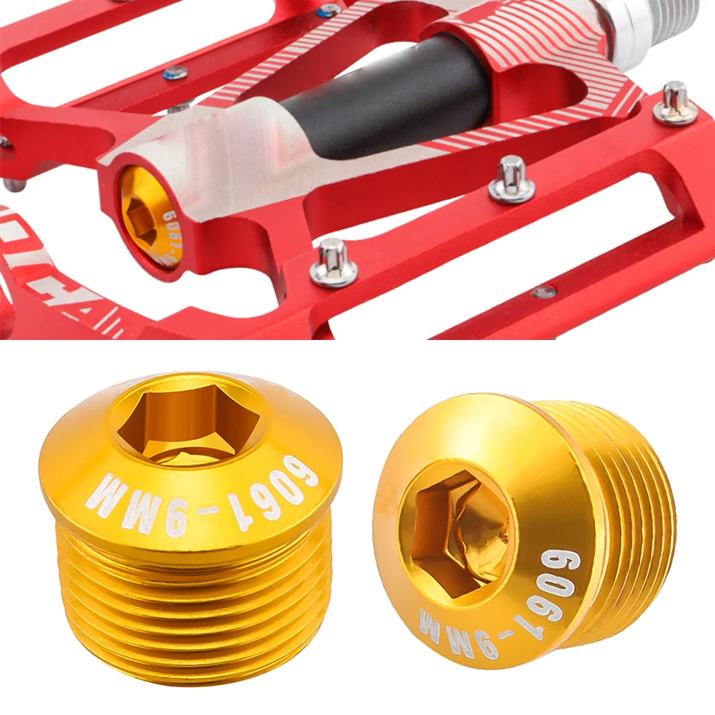 

1pair Replacement Part Trimming Universal Easy Install Bicycle Pedal Axle Nut Solid Hardware Aluminum Alloy M14 Protective Cap