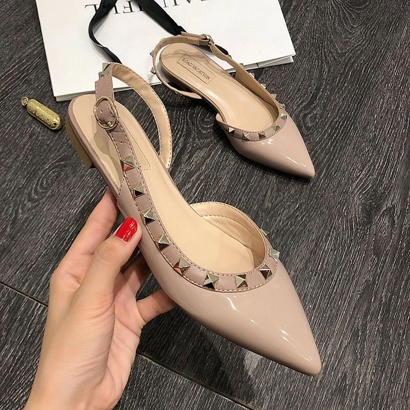 2023 Brand Summer New Women's Sandals Fashion Rivet Flat Shoes Comfortable Casual Sandals Office Women's Shoes