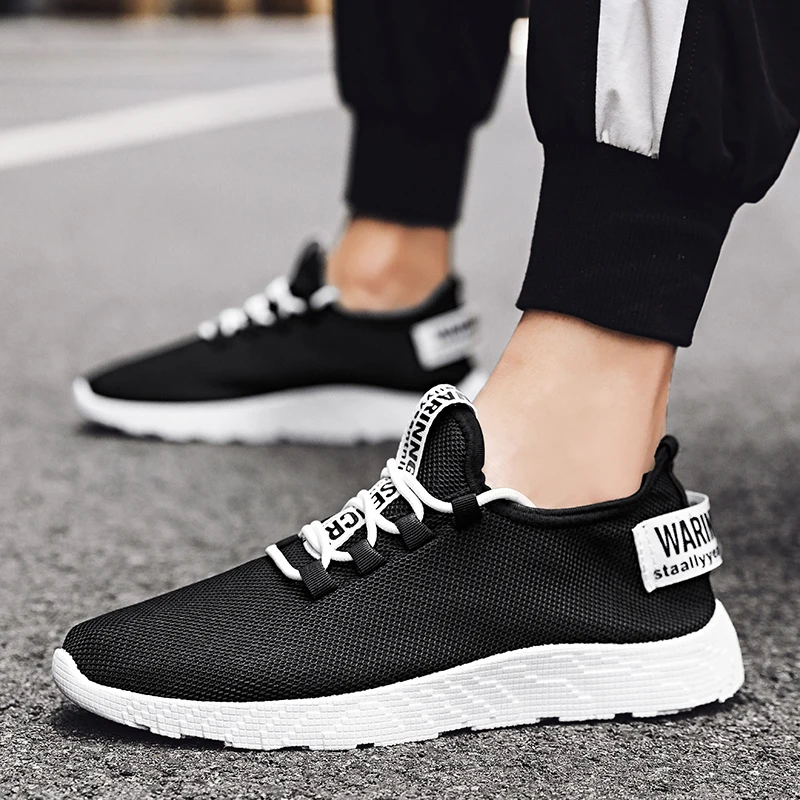 Hot Sale Knit Men's Running Shoes Lightweight Black Cheap Shoes Men Summer Breathable Male Jogging Sports Shoes Big Size 39-47