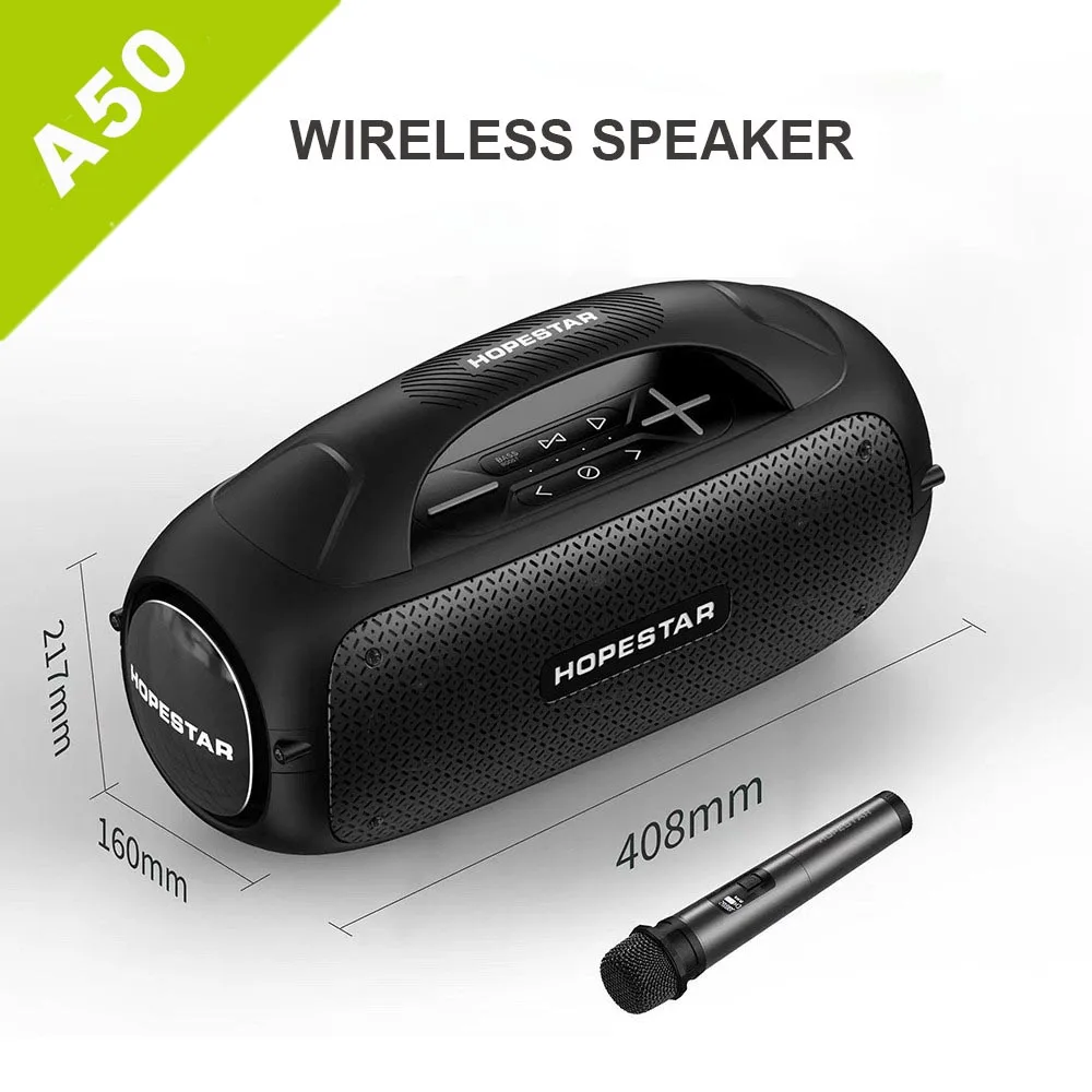 

HOPESTAR A50 Portable Bluetooth Speaker High Power 80W Powerful Speaker Wireless Subwoofer MP3 player and microphone karaoke