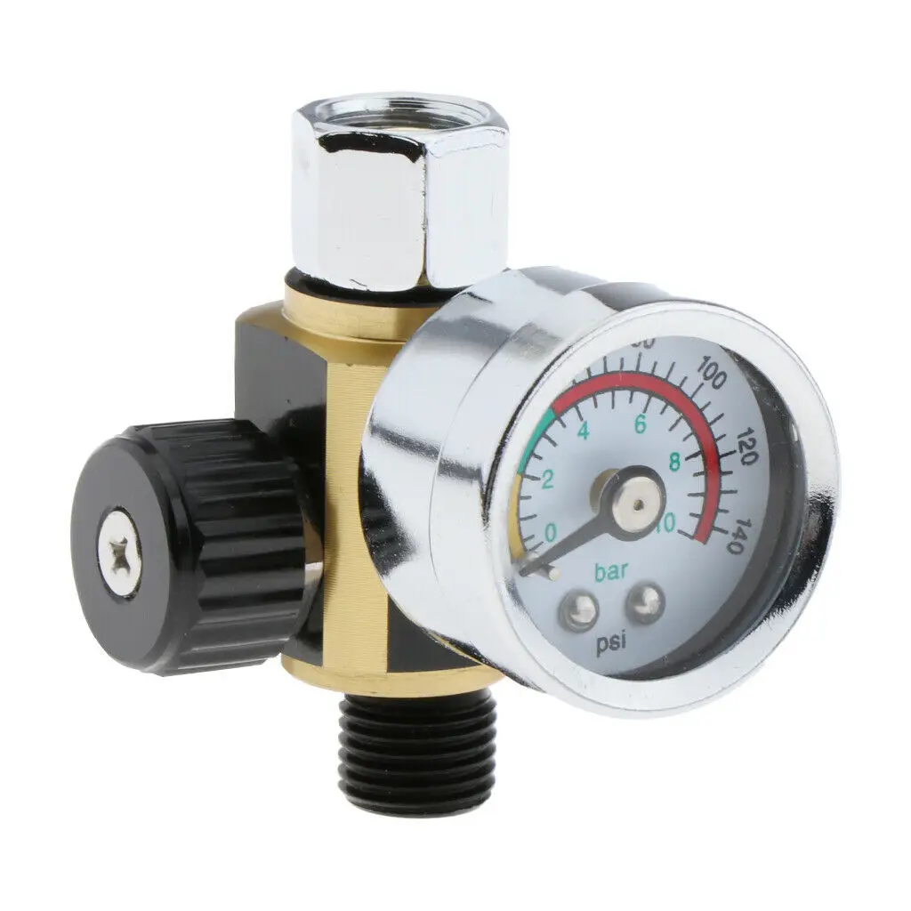 

Gauge Pressure Regulator Compressor 0-10 Bar For Devilbiss+Iwata Spray Tool Air Control Durable Practical Accessories