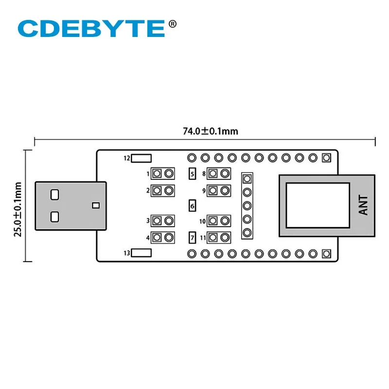 E18-TBL-01 CH340G USB-TTL Последовательный порт 4 дБм Тестовая плата Модуль UART ZigBee