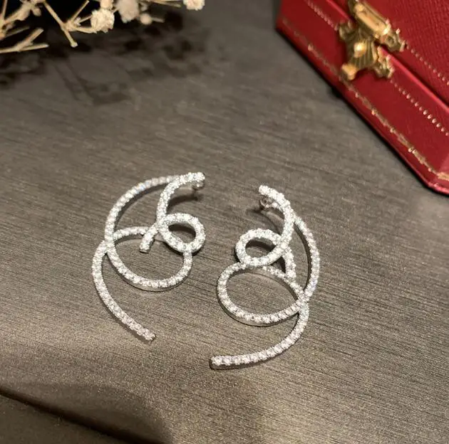 Серьги с волнистыми линиями милые женские двухсторонние элегантные серьги