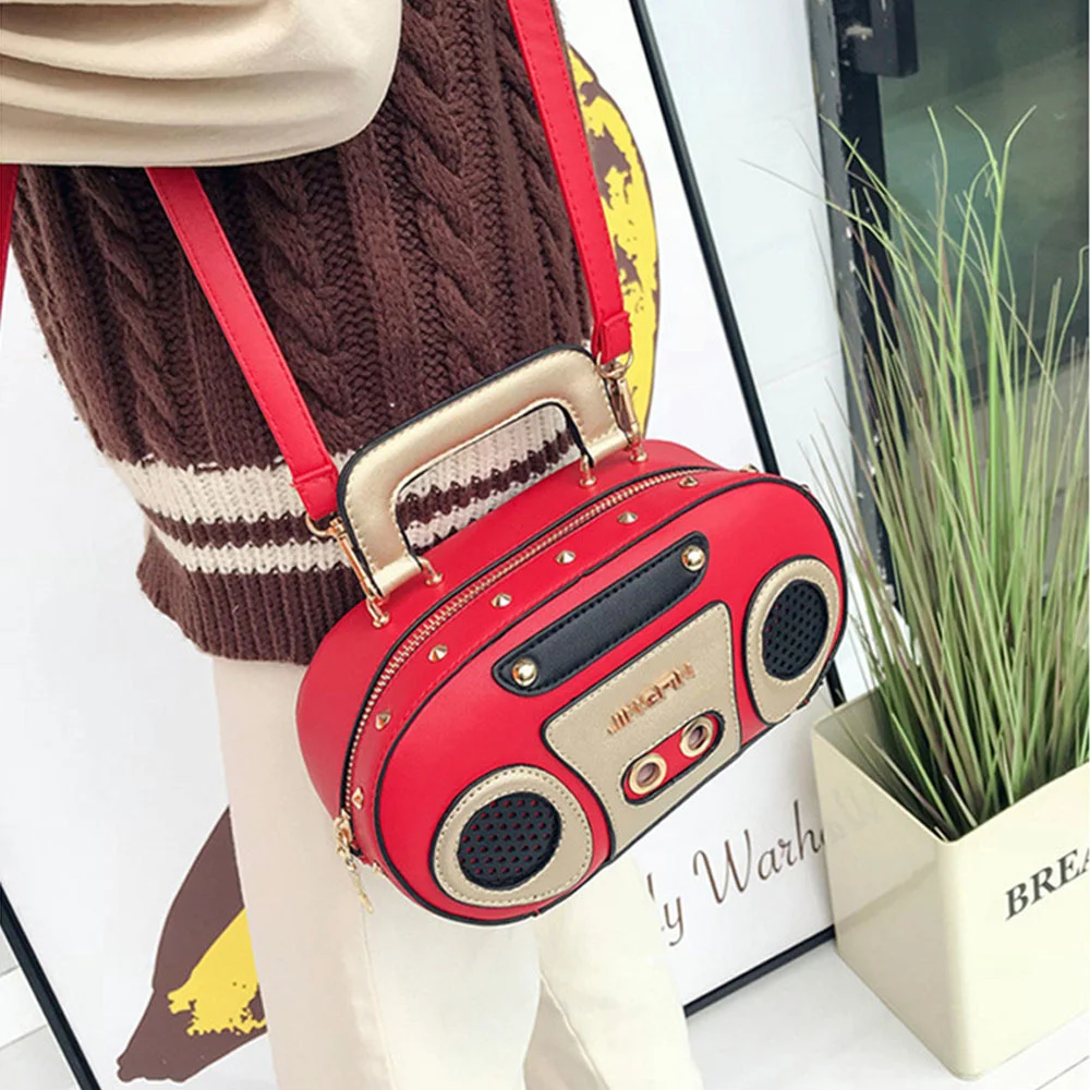 Personality Retro Shoulder Bags Creative Recorder Bag New Women Handbag Rock Fan Shoulder Bag Contrast Color Diagonal Small Bag