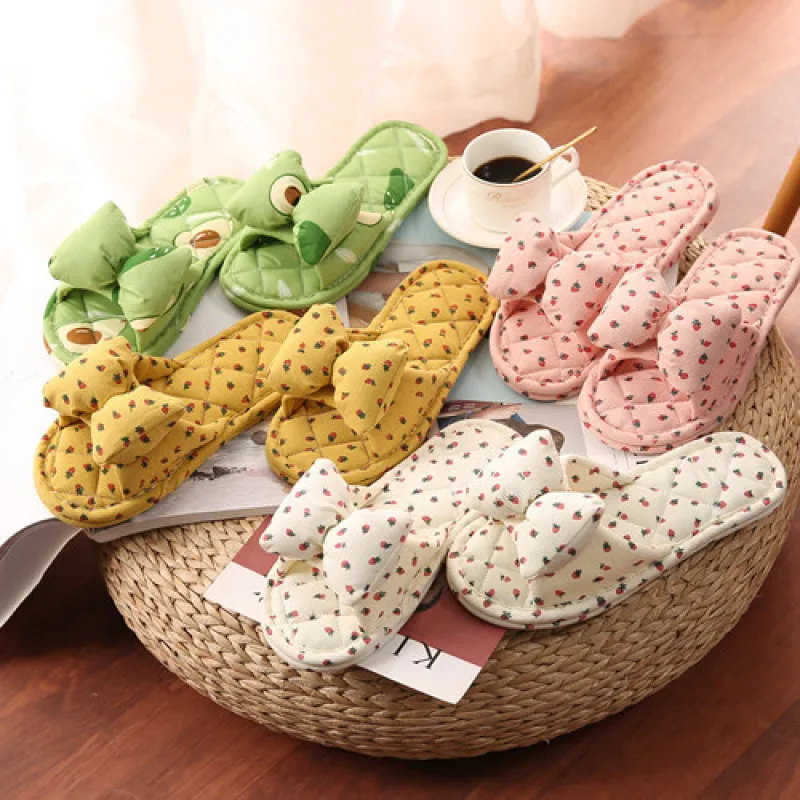 

Washable indoor slippers from cute pure cotton ribbon slippers