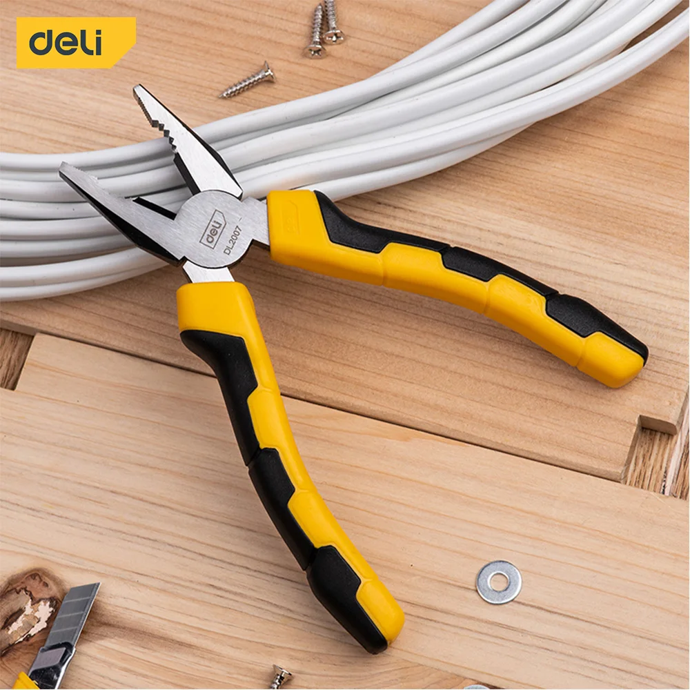 

Deli 6/7/8 Inch Combination Pliers Electrician Hand Tools Multifunctional Wire Cutter With Comfortable PVC-Coated Handle