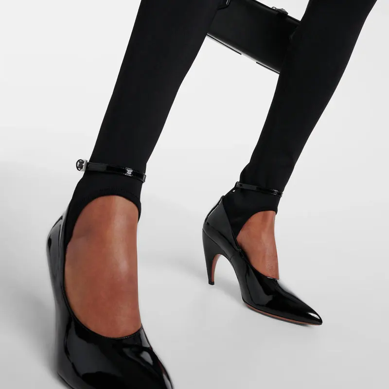 Женская толстовка с острым носком очень высокие туфли одна линия пряжкой модные