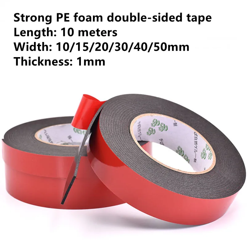 

Length 10M thickness 1mm Super Strong Double side Adhesive PE Foam Tape for Mounting Fixing Pad Sticky 1pcs