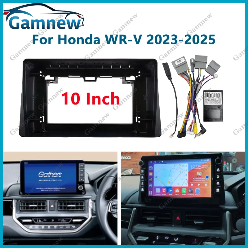 Фото 10-дюймовая автомобильная стереосистема Dash Radio Fascia Canbus Box Panel Frame Double Din для Honda WR-V 2023-2025 Android Kit №1