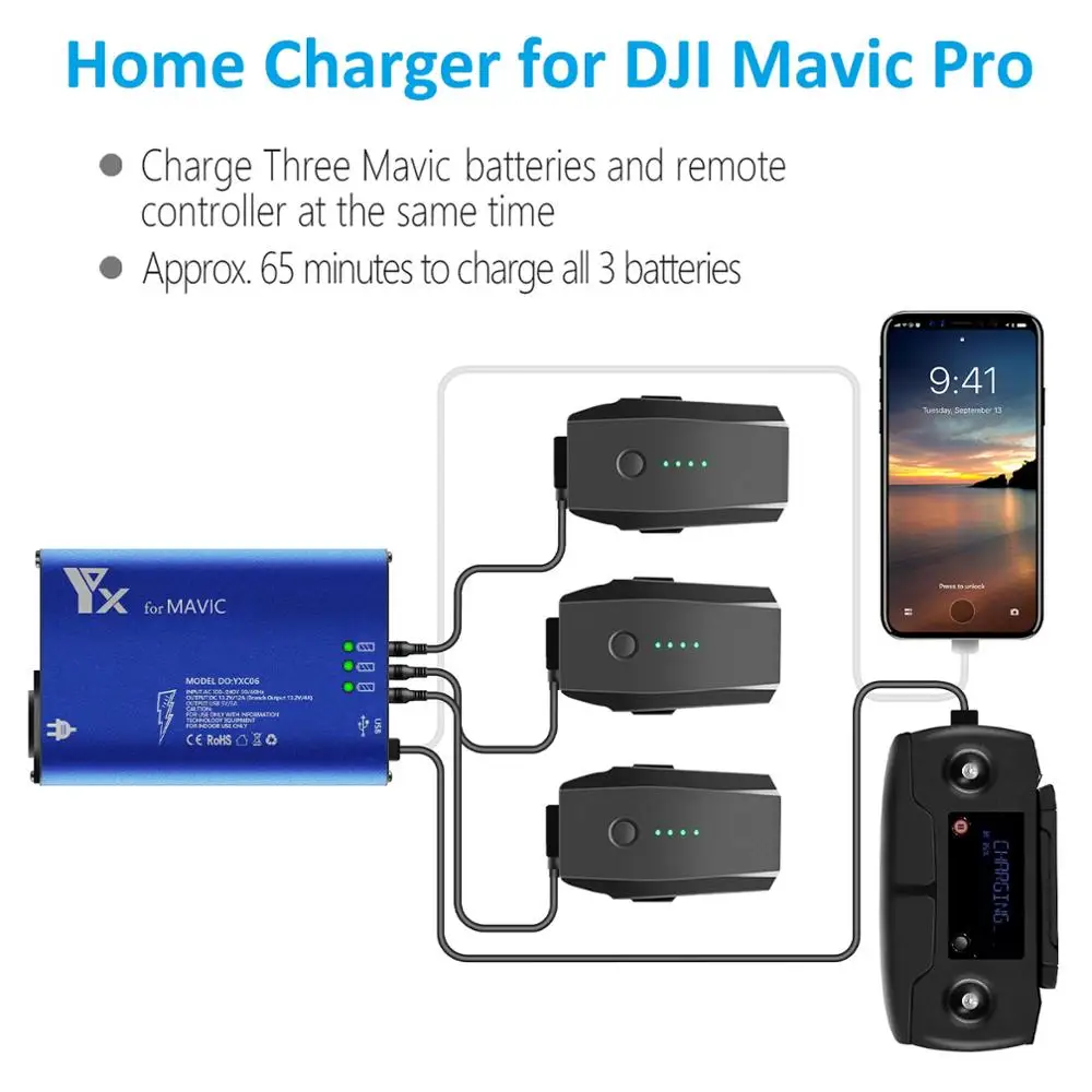 

For Mavic Pro 5In1 Multi Smart Battery Charging Hub Intelligent Home Charger for DJI Mavic Pro&Platinum Drone Camera