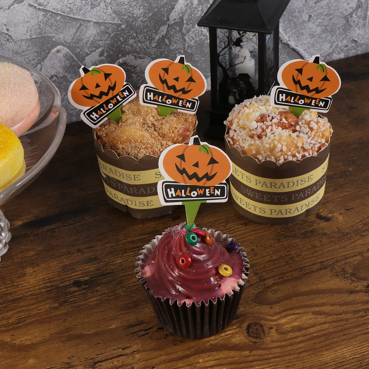 

50PCS2 Toppers Paper Pumpkin Cupcake Toppers for Gathering