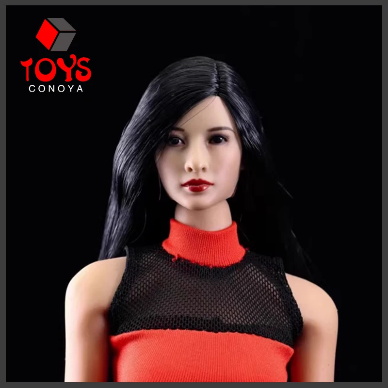 Масштаб 1/6 женская голова из черных и коричневых волос фигурка головы азиатской