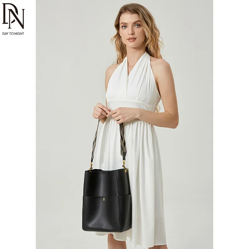 DN Vintage Women's Shoulder Bags PU Tote Bags Retro Faux Leather New Crossbody Bucket Handbag for Women Large Capacity Purse