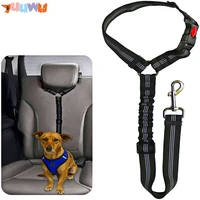 dog seat belt 3 in 1 pet dog cat car safety belt adjustable cushioning elastic reflective safety rope nylon harness for dog cats