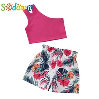 sodawn clothing sets 2022 summer fashion sling topfloral shorts 2pcs kid clothes girl set for 2 6 years