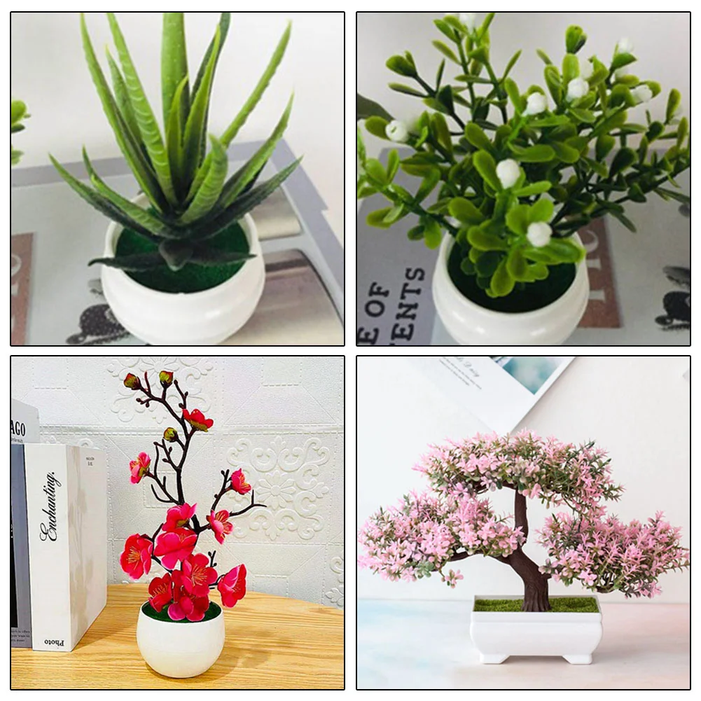 1 шт. искусственные цветы зеленые растения бонсай горшечные для офиса настольное