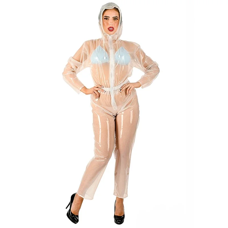 Готические комбинезоны из лакированной кожи женские сексуальные прозрачные с