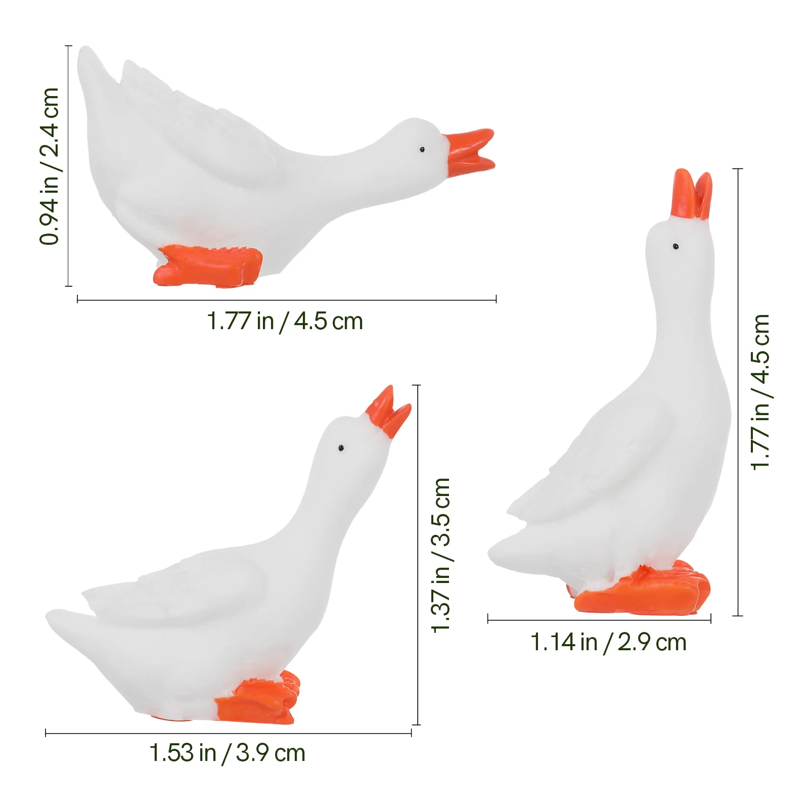6 Pcs Big White Goose Ornament Seagull Toy Figure Micro Landscape Shaped Decor Accessories Man