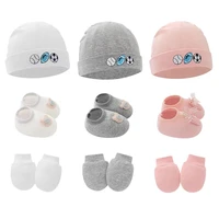 3pcsset newborn baby hospital cap with gloves socks soft turban girls newborn photography props