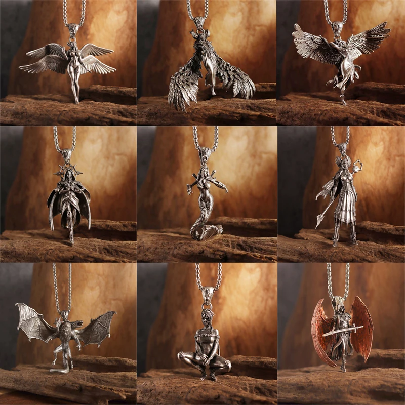 

Handmade Mermaid Pendant Ocean Goddess of War Necklace Personality Men and Women Couples Punk Jewelry Anniversary Gift